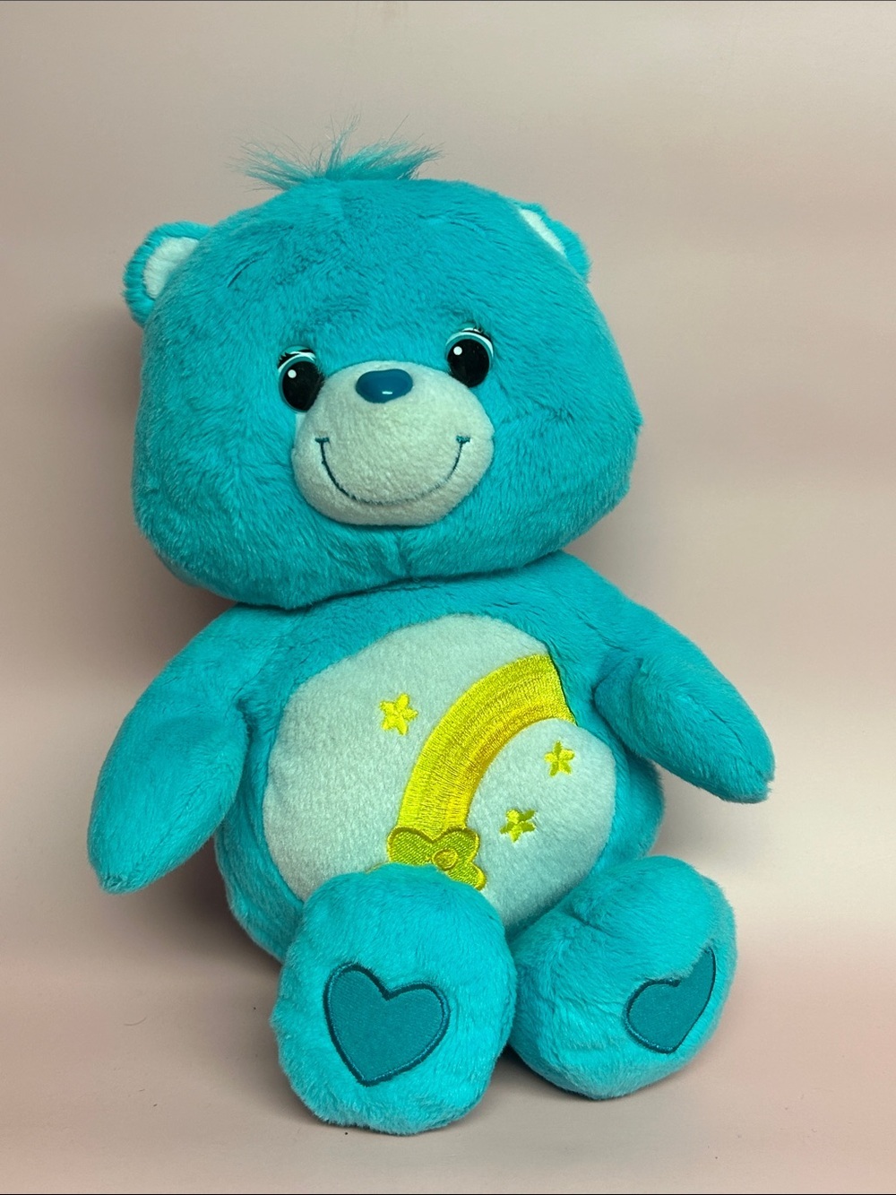 Care Bear Wish Bear 2012 Plush Teal turquoise with Yellow Shooting Star 13”